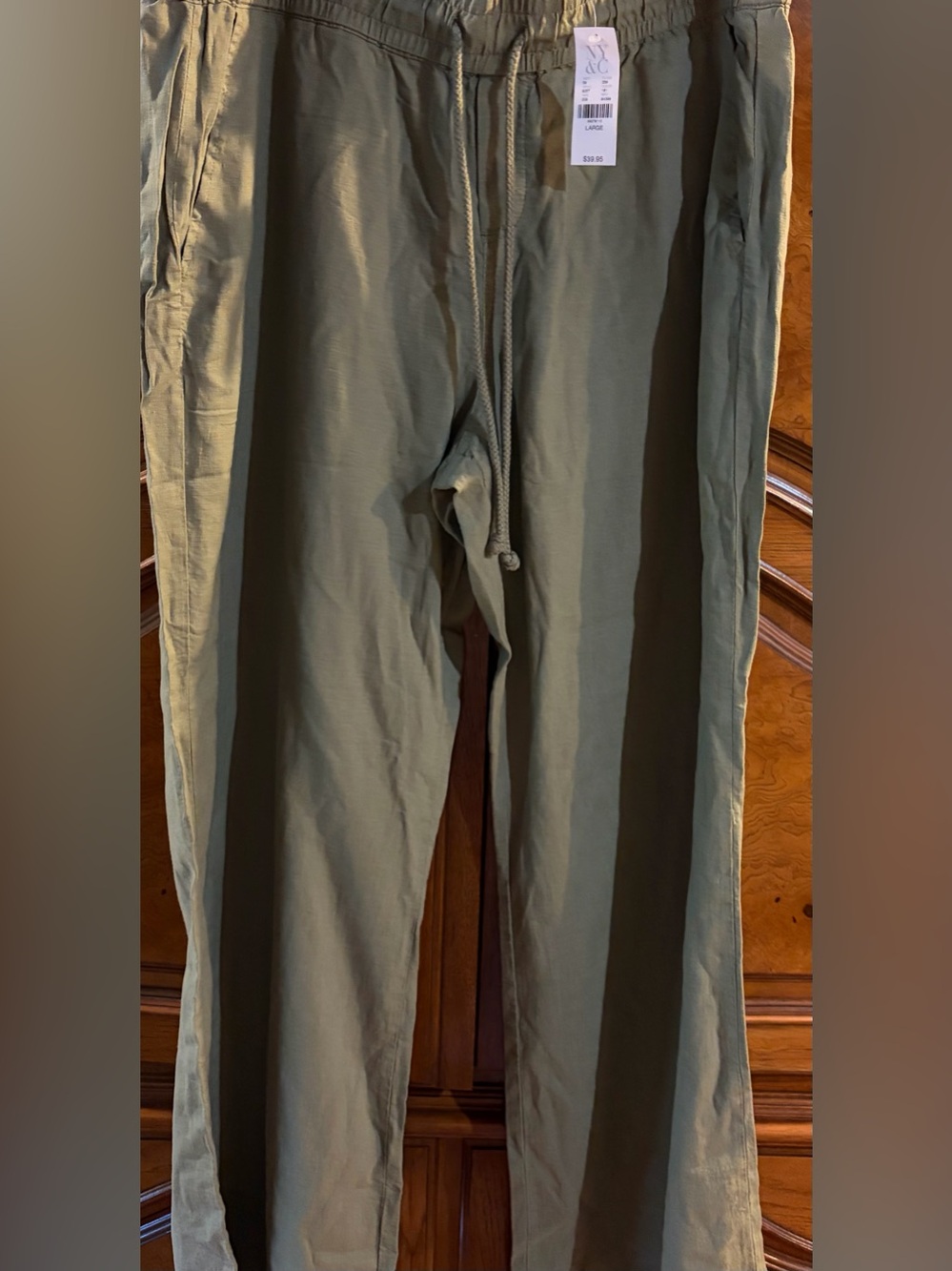 New York & Company Olive Drawstring Limen Pants